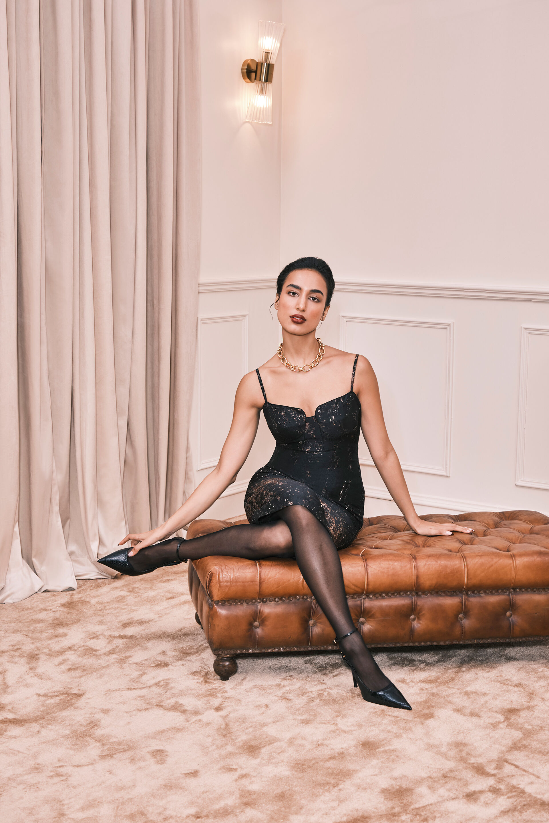 The Hourglass Jacquard Midi Dress, Black, image 2